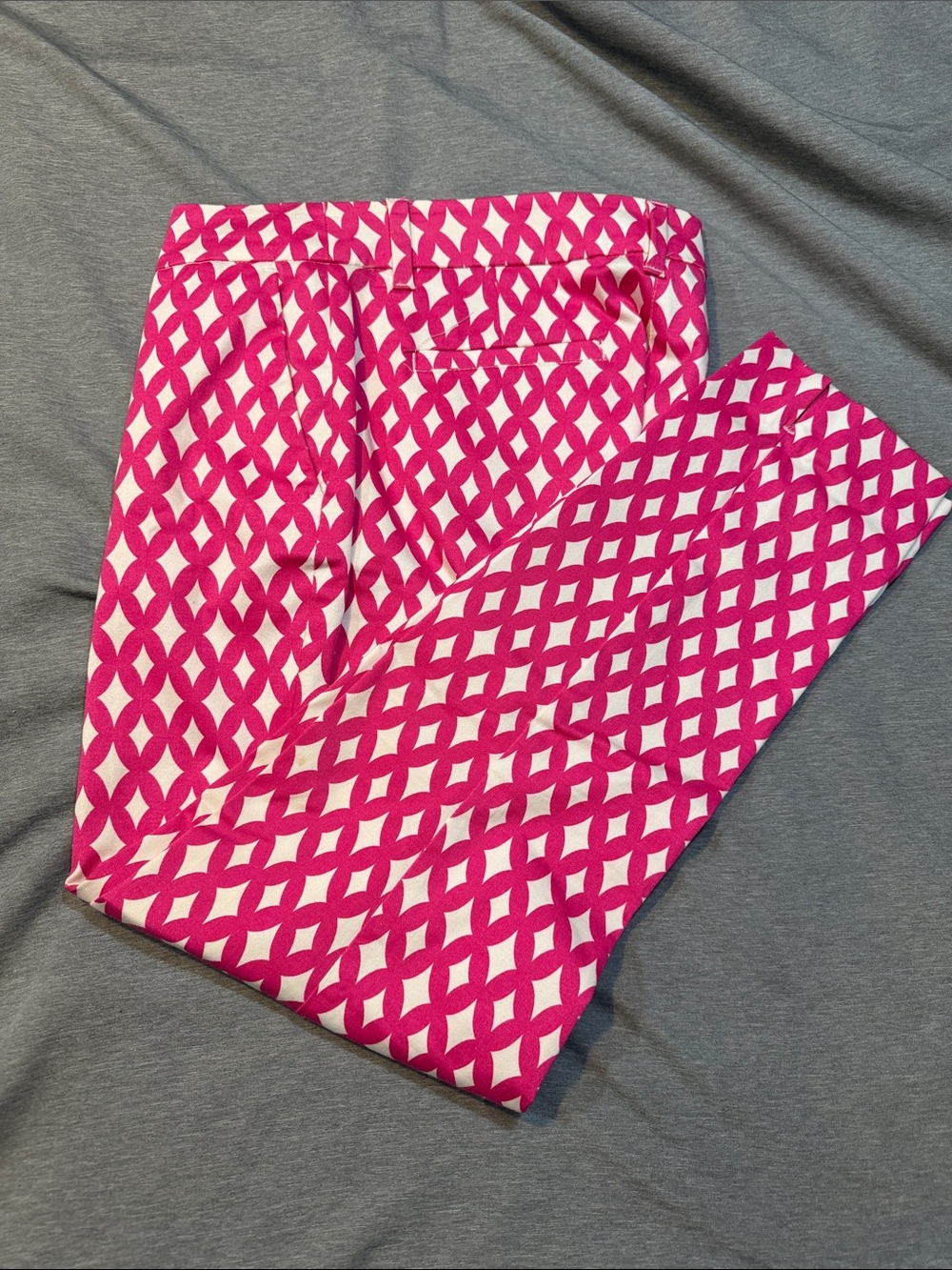 Nautica Pink & White Geometric Print Stretch Trousers
